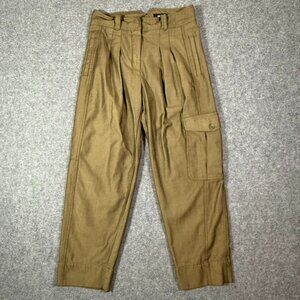 Me+Em Womens Straight Leg Cargo Pants US 4 Olive Green Boho Classic Comfy Lux